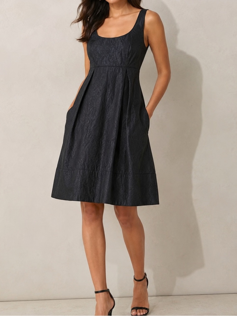 White House Black Market Black Textured Asymmetrical Dress